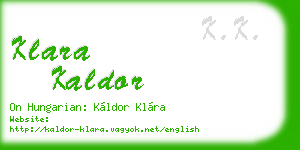 klara kaldor business card