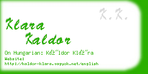 klara kaldor business card